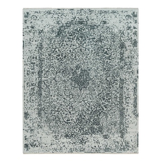 Shahbanu Rugs Ice Cube Gray, Broken Persian Hand Knotted Design, Wool ...