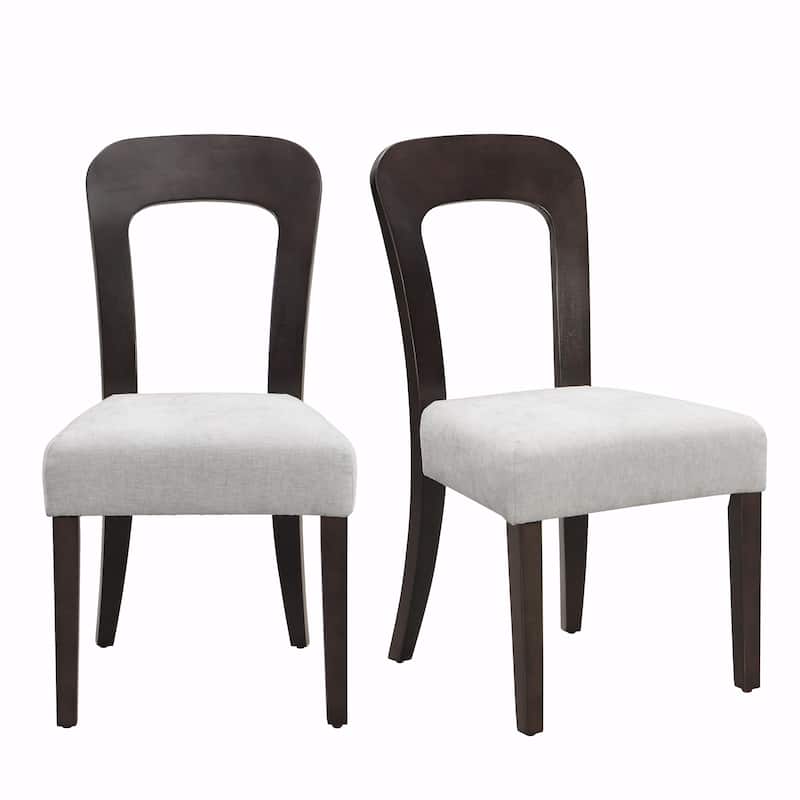 Set of 2 Fabric Upholstered Dining Chairs with Solid Rubber Wood Legs