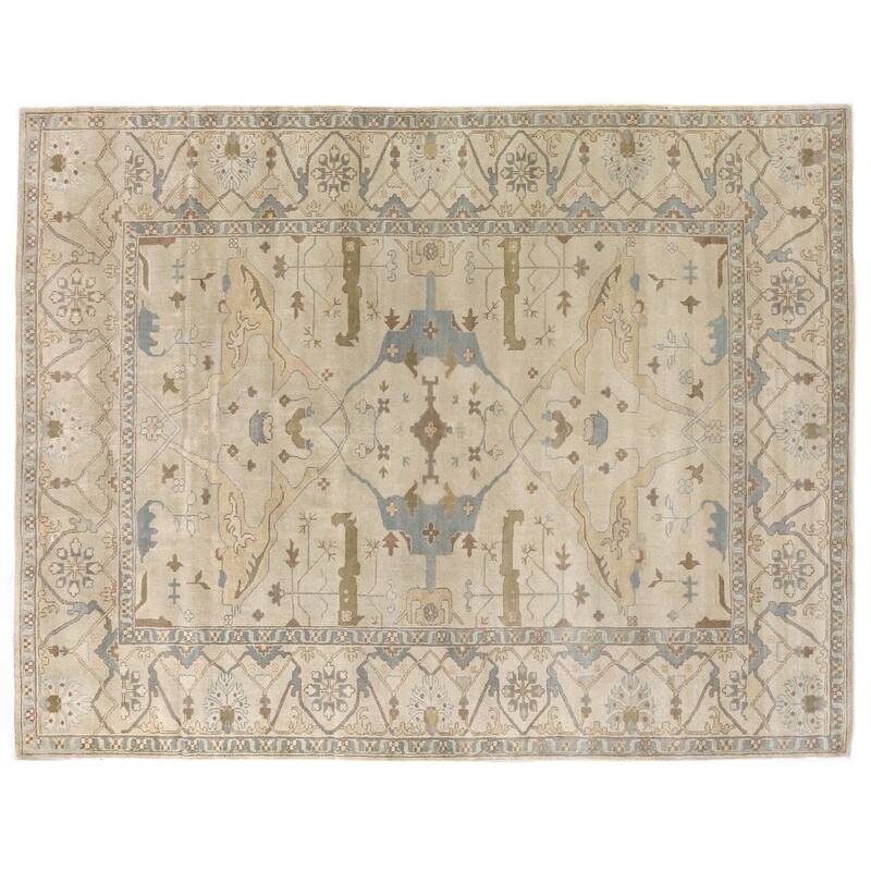 Exquisite Rugs Turkish Oushak Ivory New Zealand Wool Rug (6' x 9'). - 6' x 9'