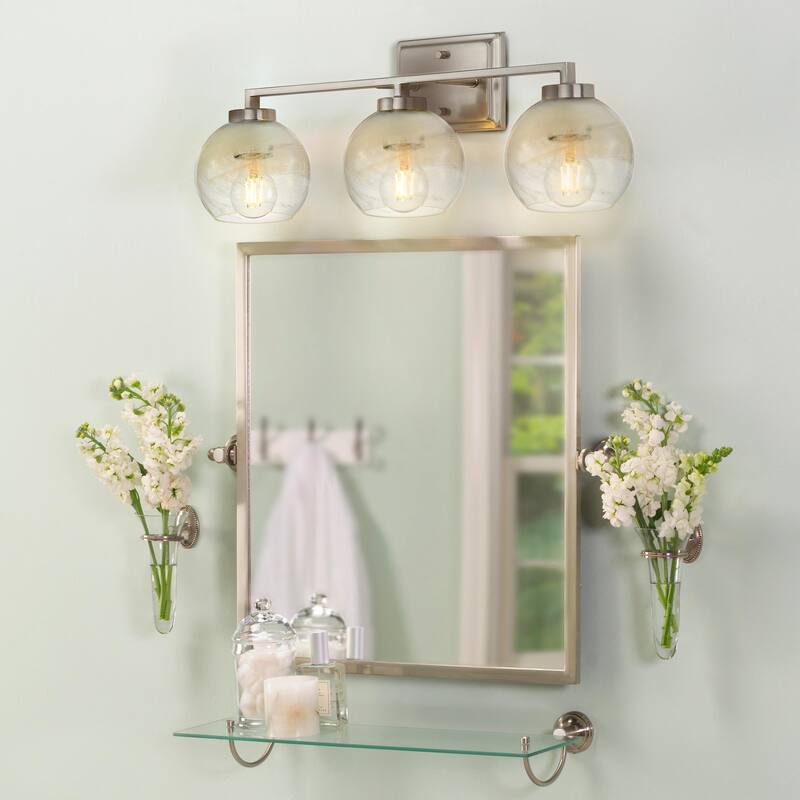 Yep by Golden Lighting Elliott 3-light Vanity in Pewter and Clear Alabaster Glass - Silver