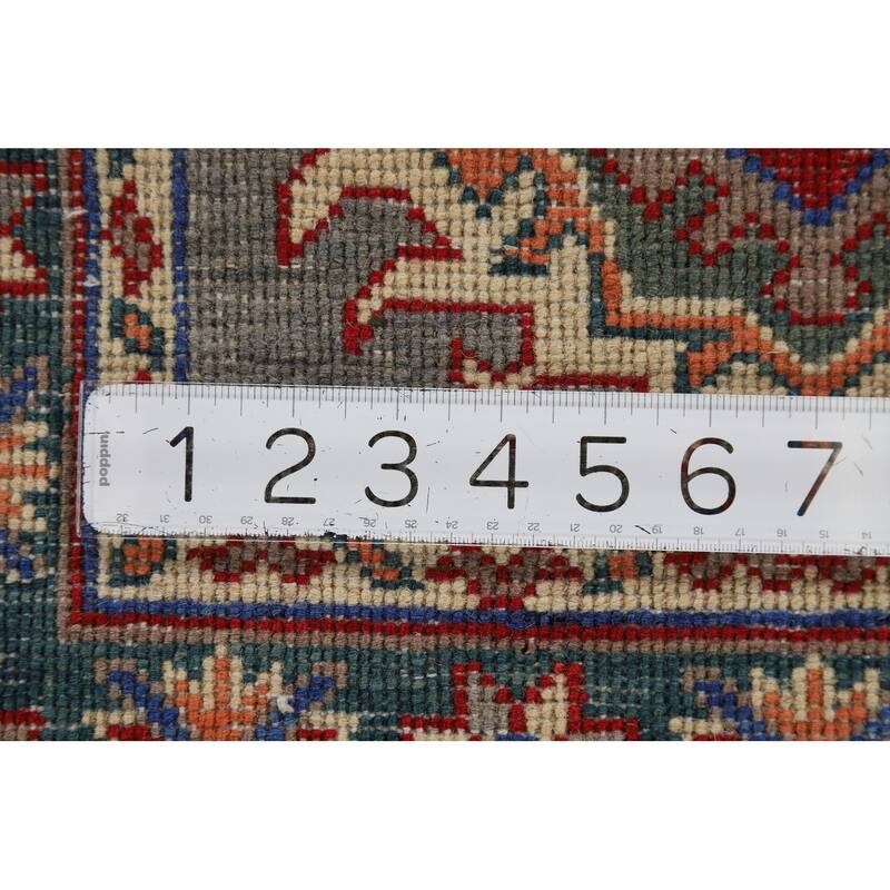 Hand Knotted Oriental 100% Wool Carpet Traditional Geometric Greys & Charcoal Kazak Area Rug - 2' 10'' X 1' 11''