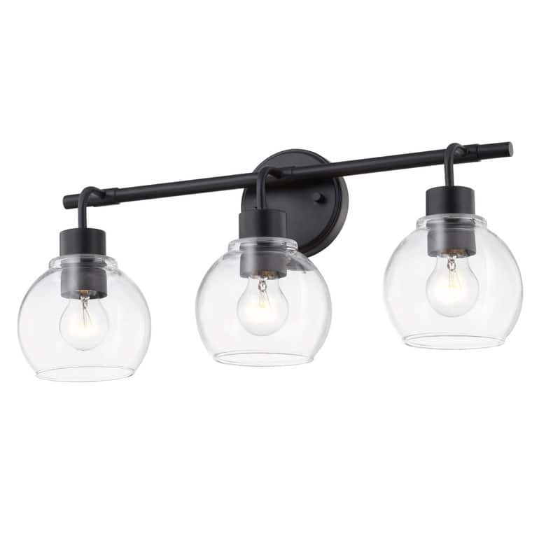 KAWOTI Dimmable Bathroom Vanity Light with Clear Glass Shades