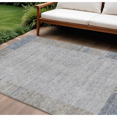 HomeRoots Geometric Transitional Rectangle Outdoor Rug