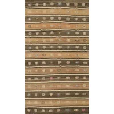 Hand Woven Oriental 100% Wool Carpet Southwestern Tribal Brown Kilim Area Rug - 10' 7'' X 5' 9''