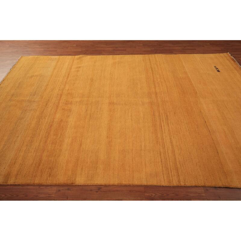 Orange & Yellow Gabbeh Modern Area Rug Hand-Knotted Wool Carpet - 6'3" x 9'4"