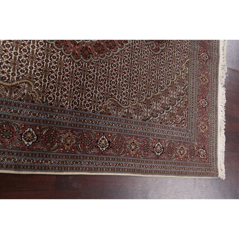 Wool/ Silk Vegetable Dye Tabriz Mahi Persian Area Rug Handmade Carpet - 5'0" x 6'9"