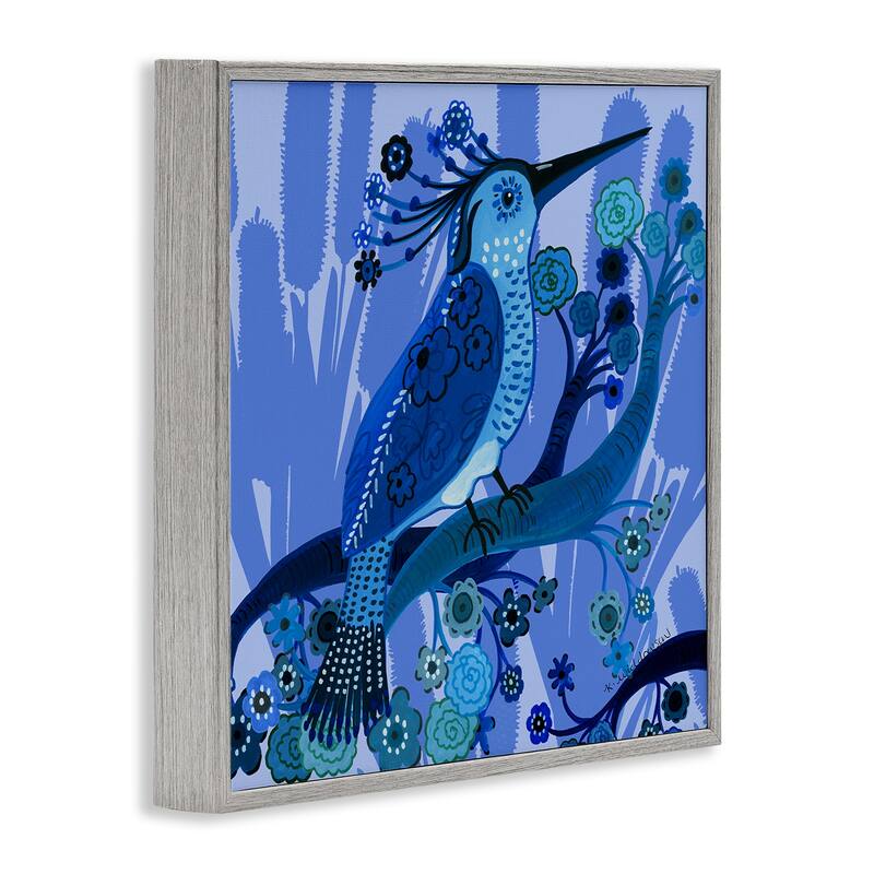 Stupell Folk Style Blue Bird Framed Giclee Art Design By Kay Widdowson