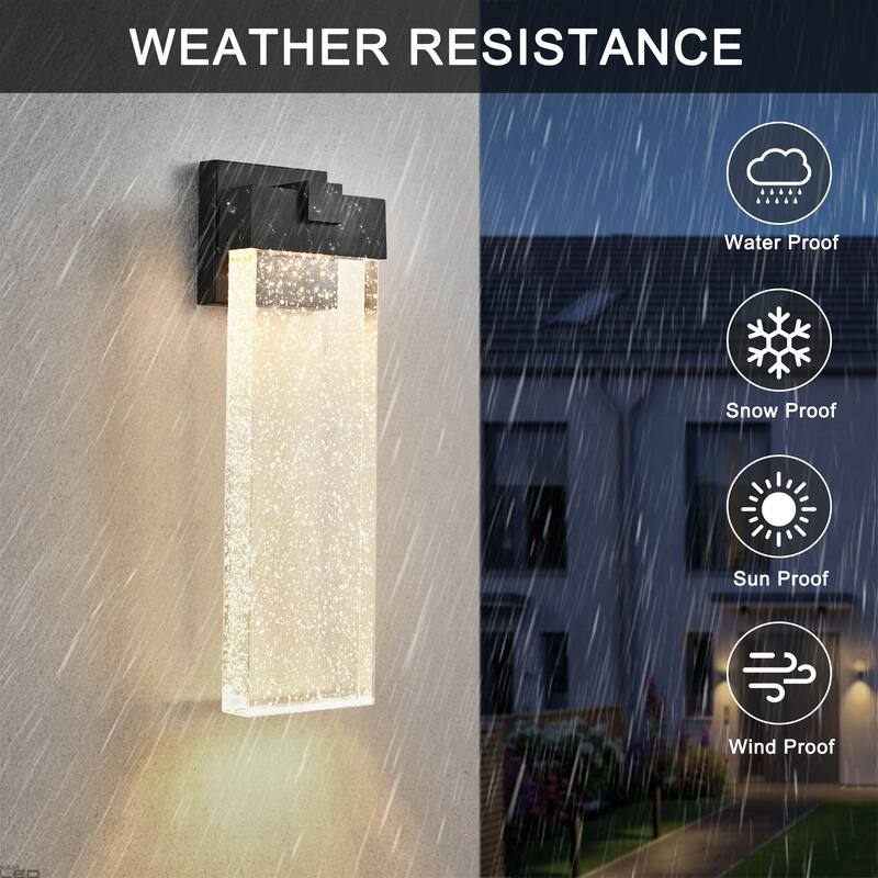 18" Modern Outdoor Wall Light Fixture, Weatherproof LED Wall Sconce Up and Down Lighting for Porch, Patio and Garden