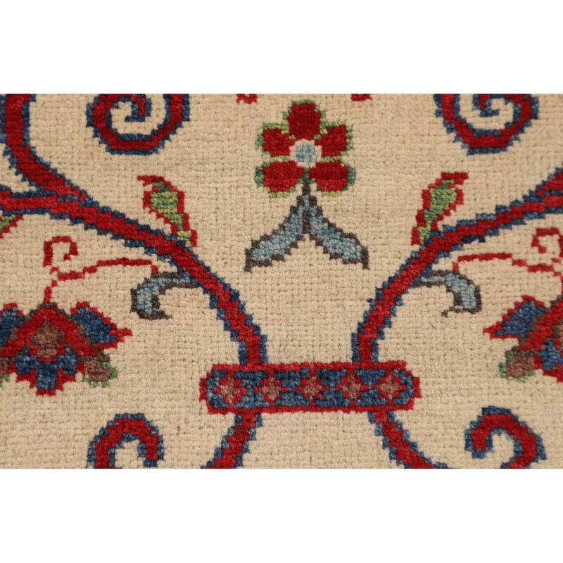 Kazak Accent Rug Hand-Knotted Floral Wool Carpet - 2'8" x 3'9"