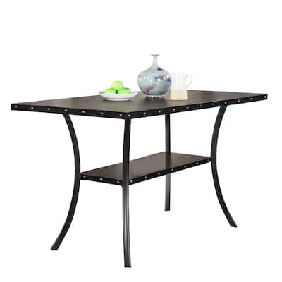 Dining Room Furniture Natural Wooden Rectangular Dining Table 1pc Counter Height Dining Table Only Nailheads and Storage