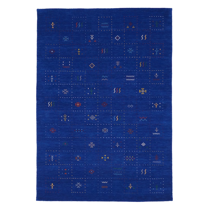 ECARPETGALLERY Hand Loomed Kashkuli Gabbeh Dark Blue Wool Rug - 5'4 x 7'8