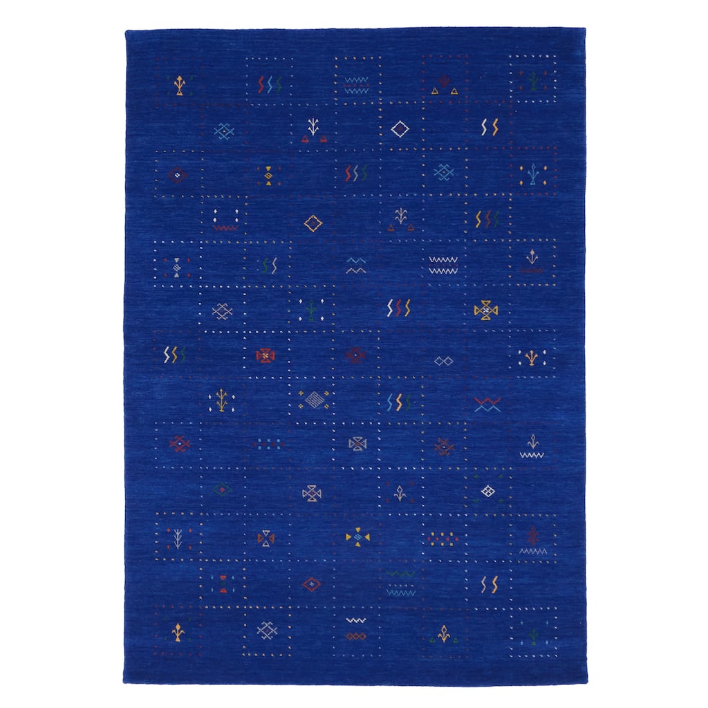 ECARPETGALLERY Hand Loomed Kashkuli Gabbeh Dark Blue Wool Rug - 5'4 x 7'8