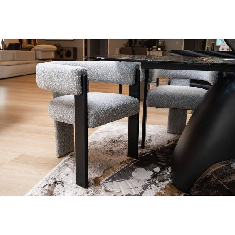 Modrest Kenmare Modern Light Grey Fabric & Black Dining Chair