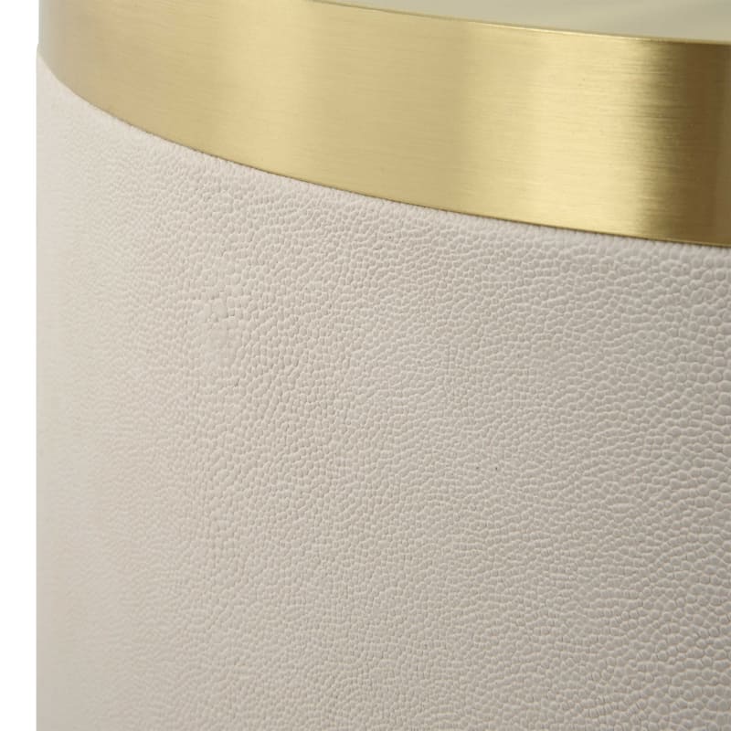 Artificial Shagreen Base End Accent Table - 24" - White and Gold