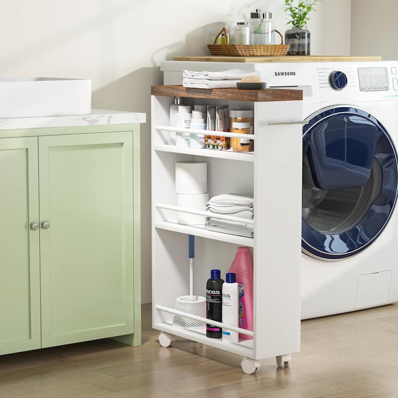 Slim Storage Cart, Rolling Narrow Kitchen Cart on Wheels - N/A