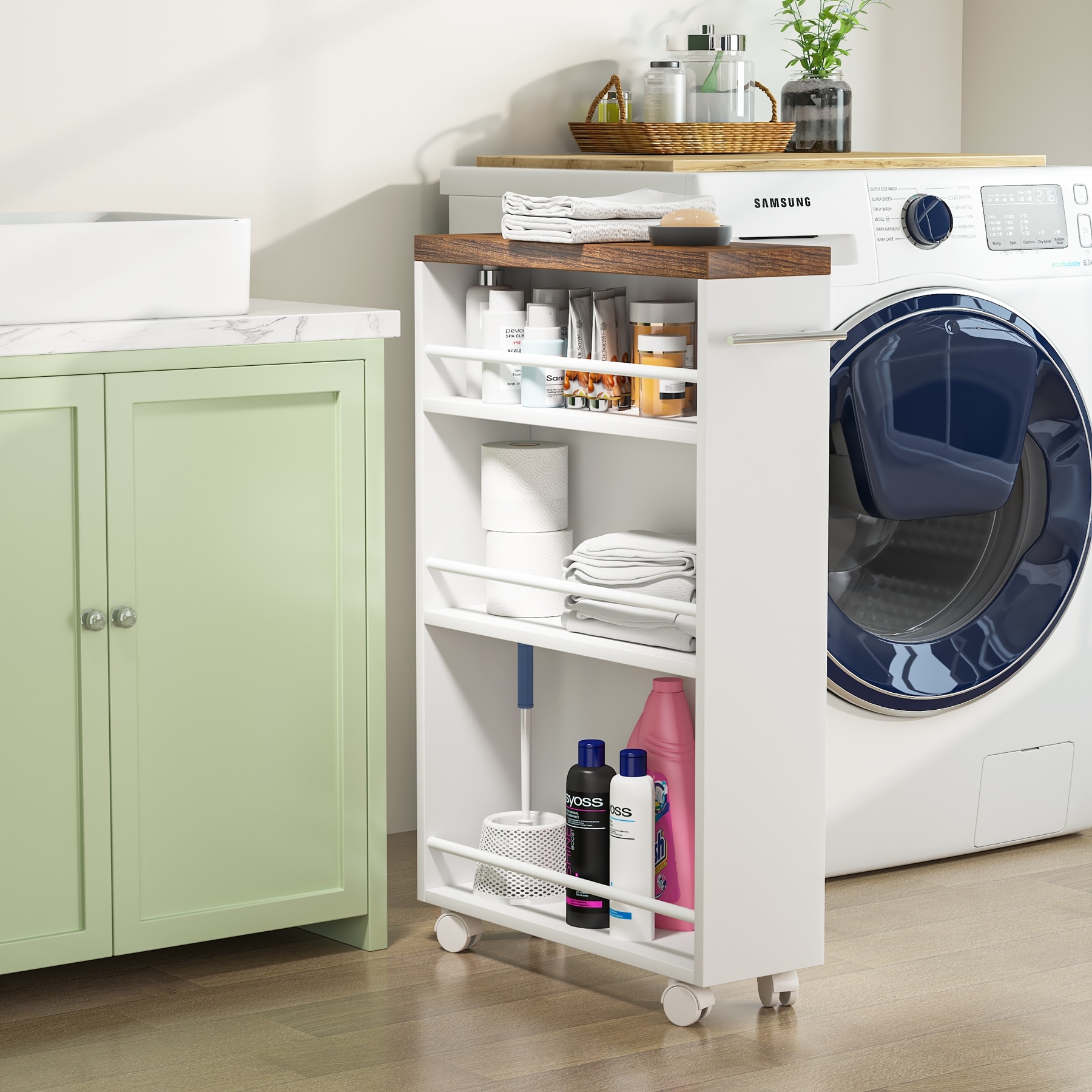 Skinny shelf between best sale washer and dryer