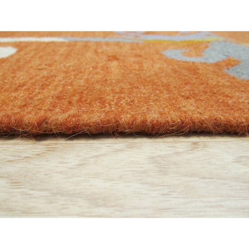 Rust Handmade Wool Traditional Suzani Kilim Rug, 9' x 12' - Bold Suzani pattern in a flatweave wool rug. - N/A