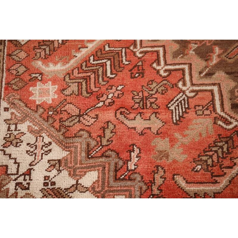 Geometric Heriz Persian Vintage Wool Carpet - 6'6"x 9'6"