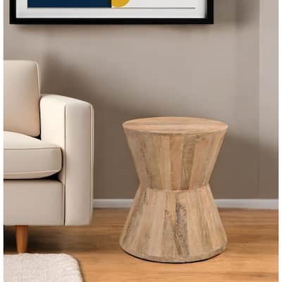 HomeRoots 18" Wood Brown And Brown Wood Solid Wood Round End Table - 16' X '18' X '16