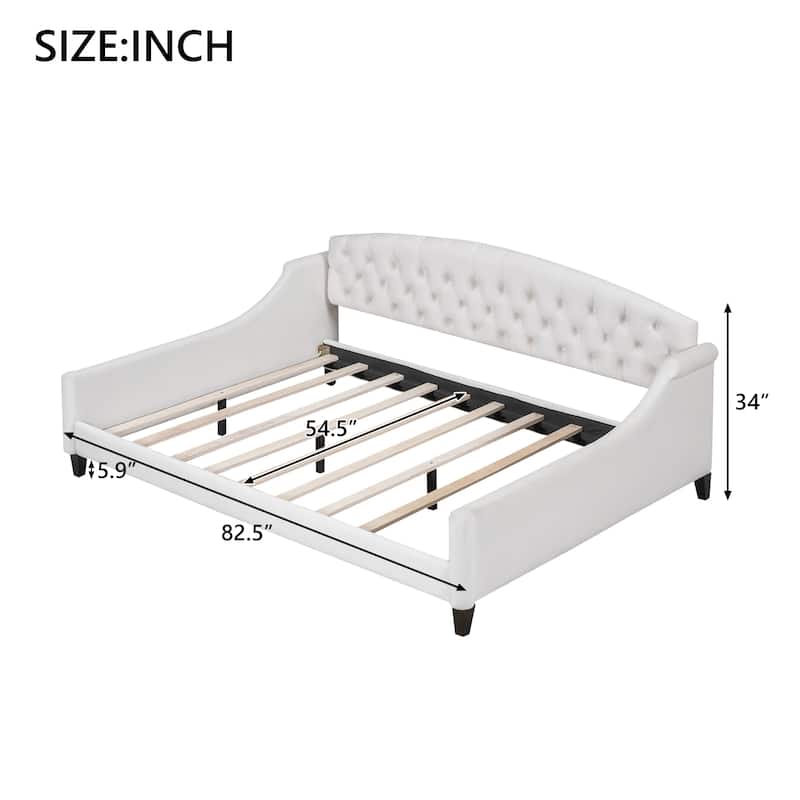 Full Size Tufted Daybed - Modern Luxury Button-Tufted Sleeper Sofa with Upholstered Frame