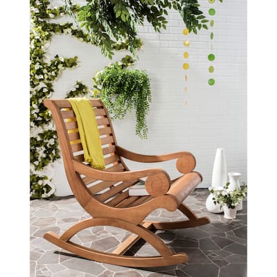 SAFAVIEH Outdoor Living Sonora Brown Eucalyptus Wood Rocking Chair