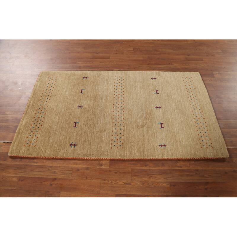Tribal Gabbeh Indian Accent Rug Hand-Knotted Wool Carpet - 3'0"x 5'2"