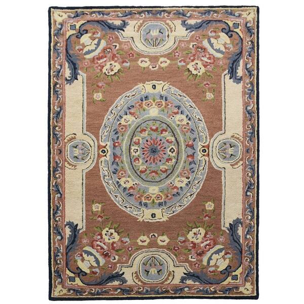 Traditional Victorian Style Aubusson Area Rug HandTufted Wool Carpet