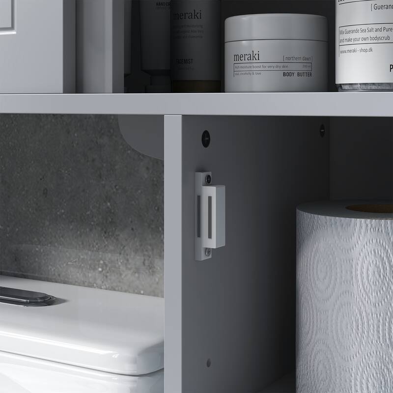 kleankin Over the Toilet Bathroom Cabinet,Toilet Rack, Space Saver, Gray
