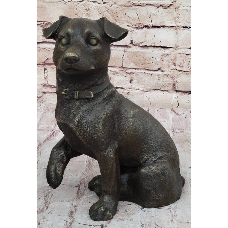 Handmade Bronze Jack Russell Terrier Puppy Dog Figurine Sculpture Signed Art Decor