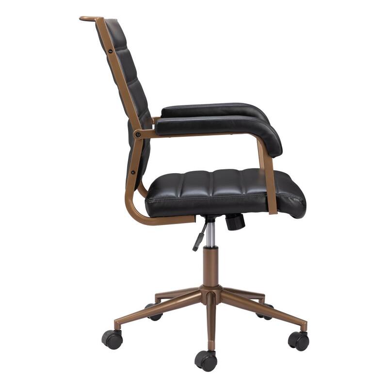 Black and Bronze Adjustable Height Faux Leather Swivel Rolling Office Chair