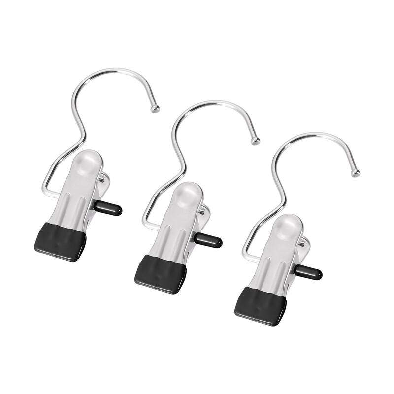Uxcell Laundry Clips with Hook, Metal Boot Hangers Chrome Plated