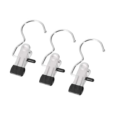 Uxcell Laundry Clips with Hook, Metal Boot Hangers Chrome Plated