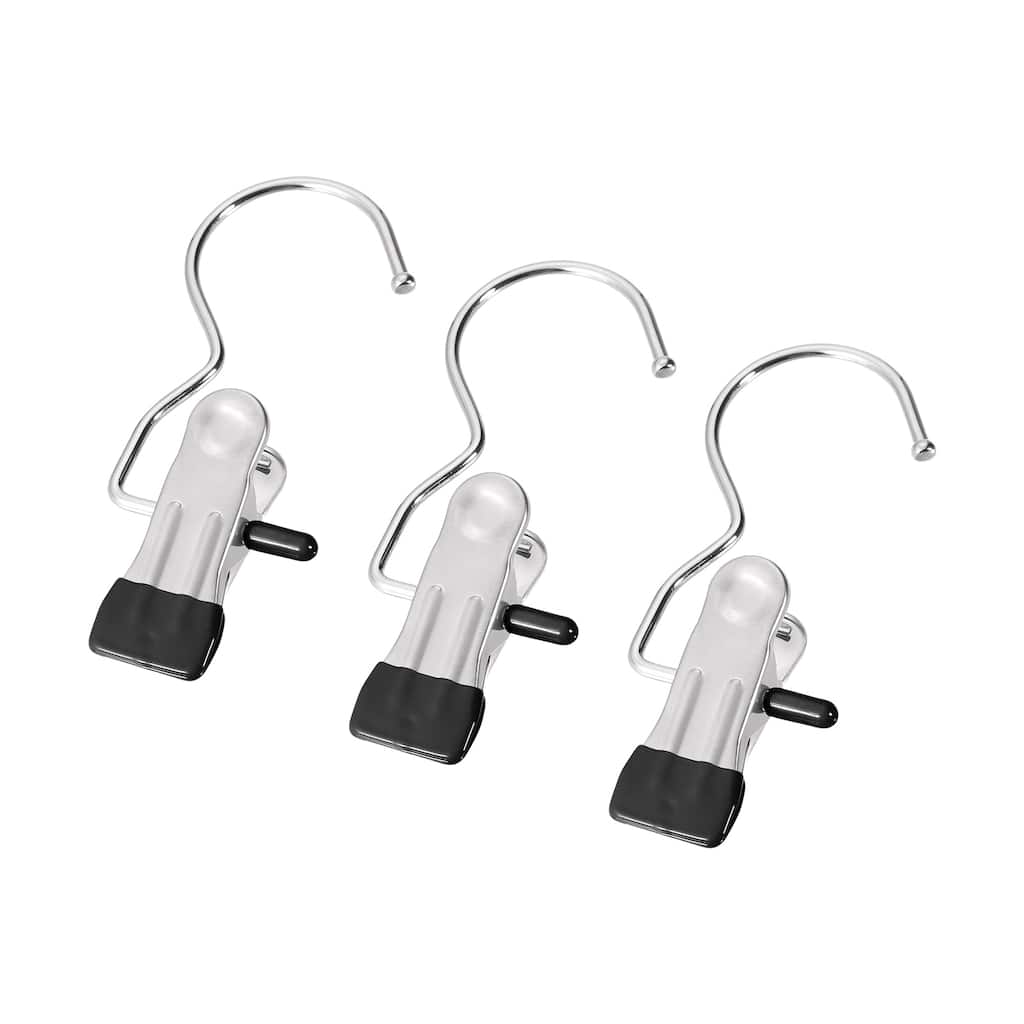 Uxcell Laundry Clips with Hook, Metal Boot Hangers Chrome Plated