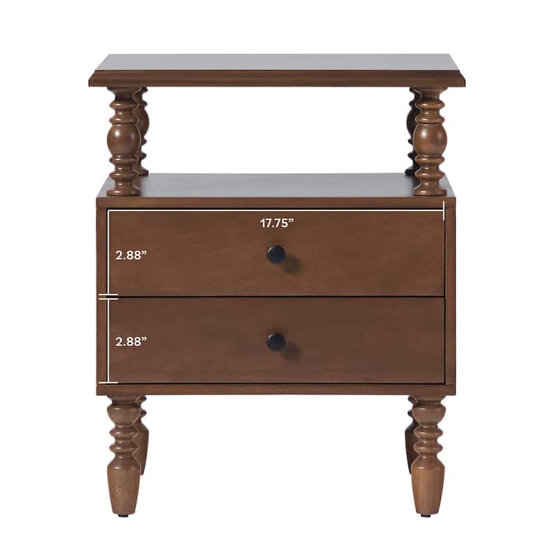 Walker Edison Easy Assembly Solid Wood 2-Drawer Nightstand (Set of 2)