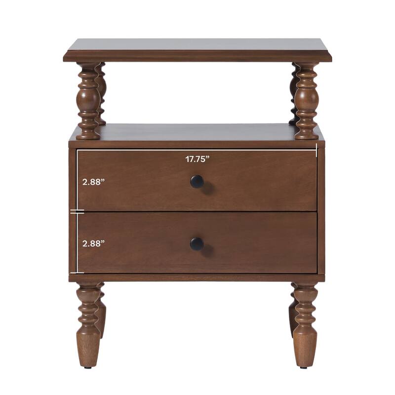 Walker Edison Easy Assembly Solid Wood 2-Drawer Nightstand