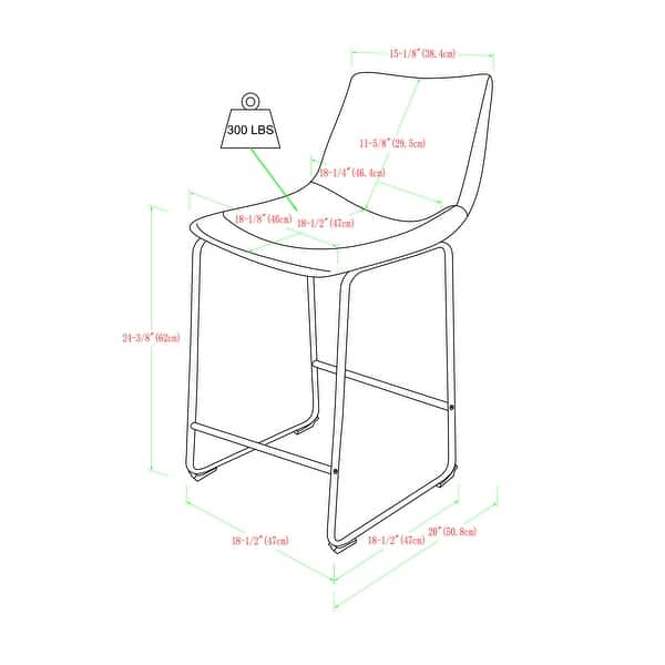 Middlebrook Prusiner 24inch Faux Leather Counter Stool, Set of 2 On