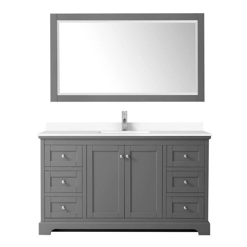 Avery 60 Inch Single Vanity, Cultured Marble Top, 58 Inch Mirror