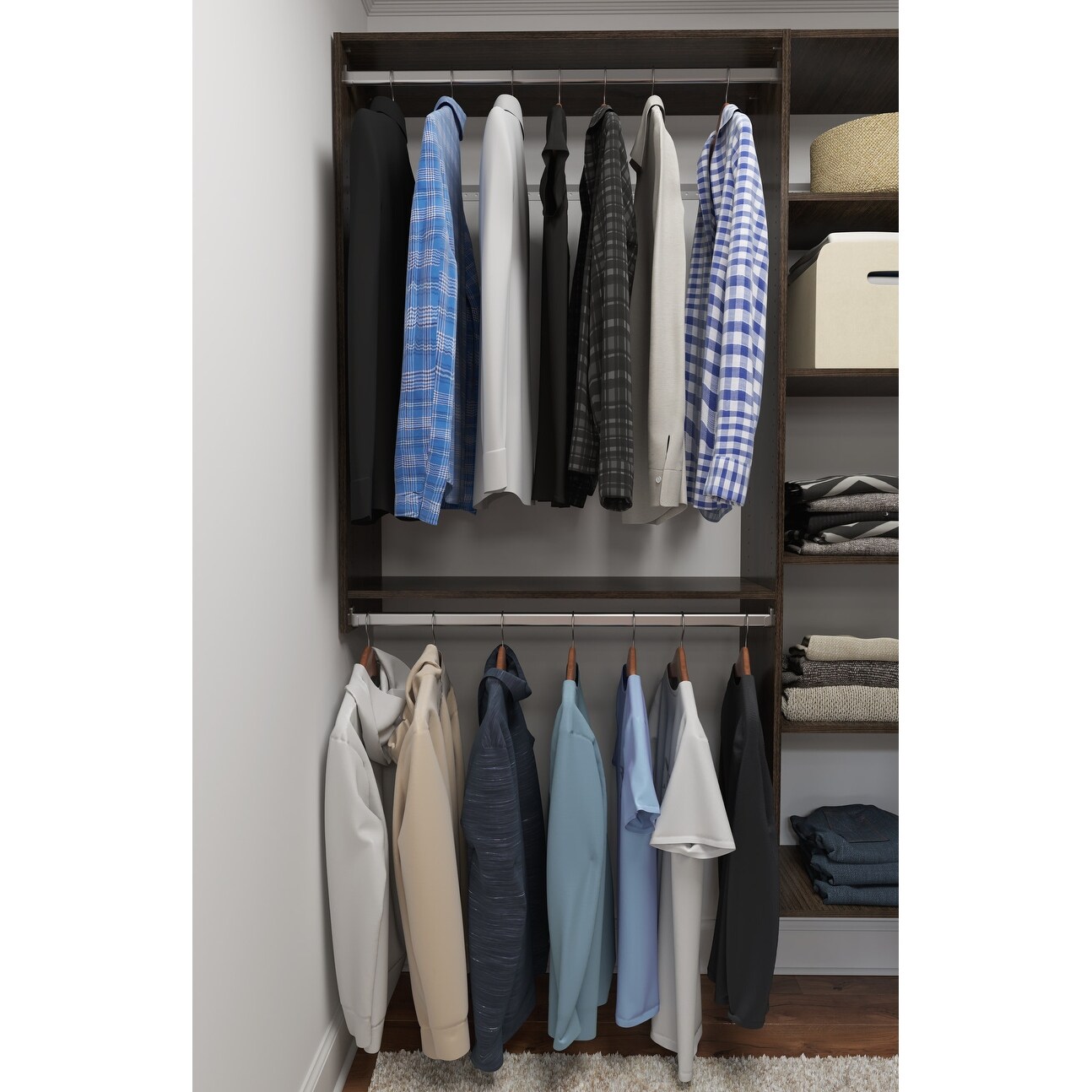 Weathered Grey 30x30 3 Pack Easy Track Corner Shelves Closet Storage