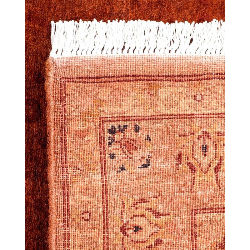Overton Hand Knotted Wool Vintage Inspired Modern Contemporary Overdyed Brown Area Rug - 3' 2" x 5' 7"