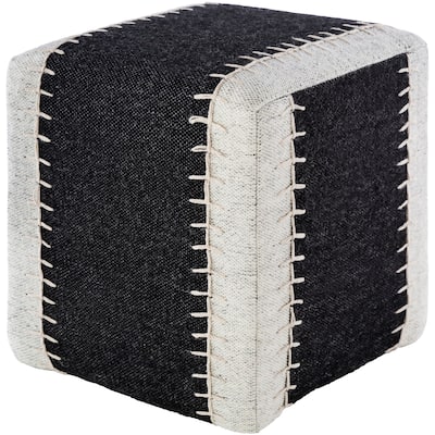 Yianni Farmhouse Stripe 16-inch Square Pouf