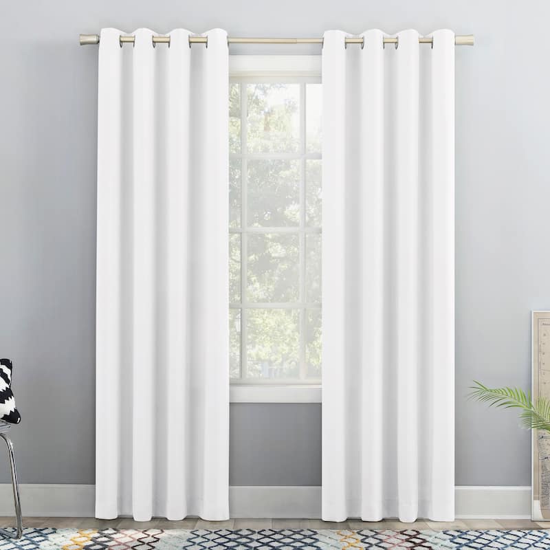 No. 918 Sutton Modern Glam Semi-Sheer Grommet 1-Piece Curtain Panel, Single Panel - 54" x 84" - White