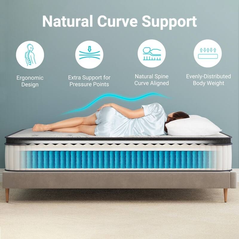 10-Inch Hybrid Memory Foam Pocket Spring Mattress,Mideum Comfort,For Kid's Room,Guest Room