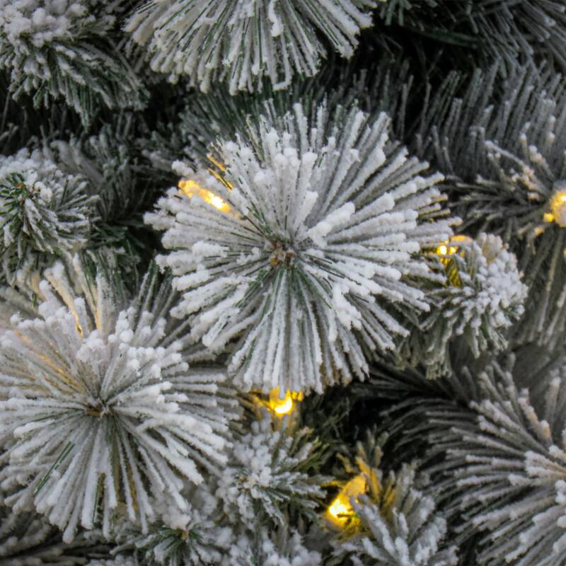 National Tree Company 7 ft. Pre-Lit Snowy Methow Pencil Slim Tree with LED Lights - 7 Foot