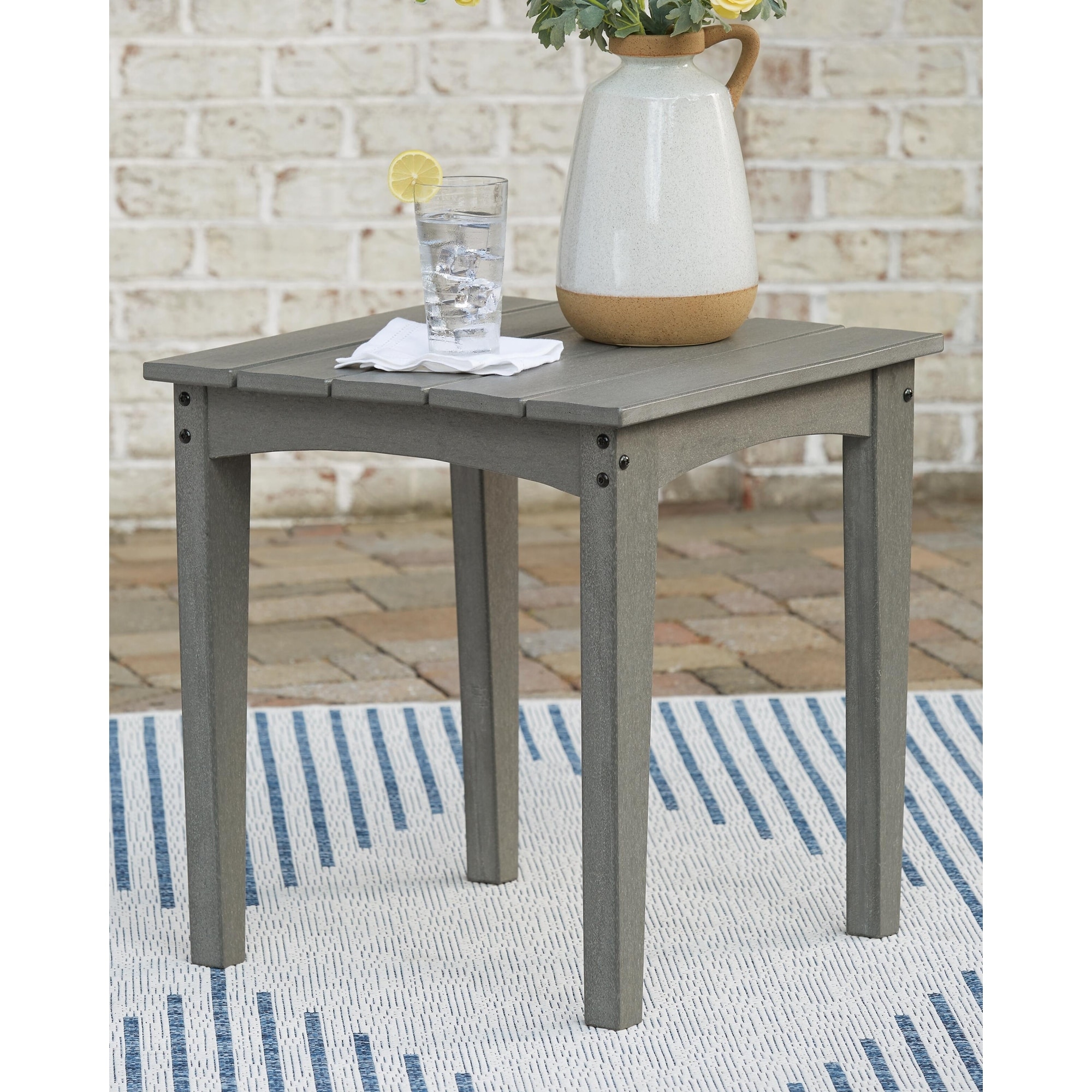 Signature Design by Ashley Visola Gray Square Outdoor Poly All Weather End Table - 21"W x 21"D x 24"H