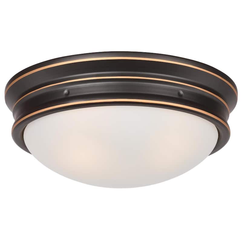 Westinghouse Lighting Meadowbrook 13-Inch, Two-Light Outdoor Flush Mount Ceiling Fixture, Frosted Glass - 13-Inch