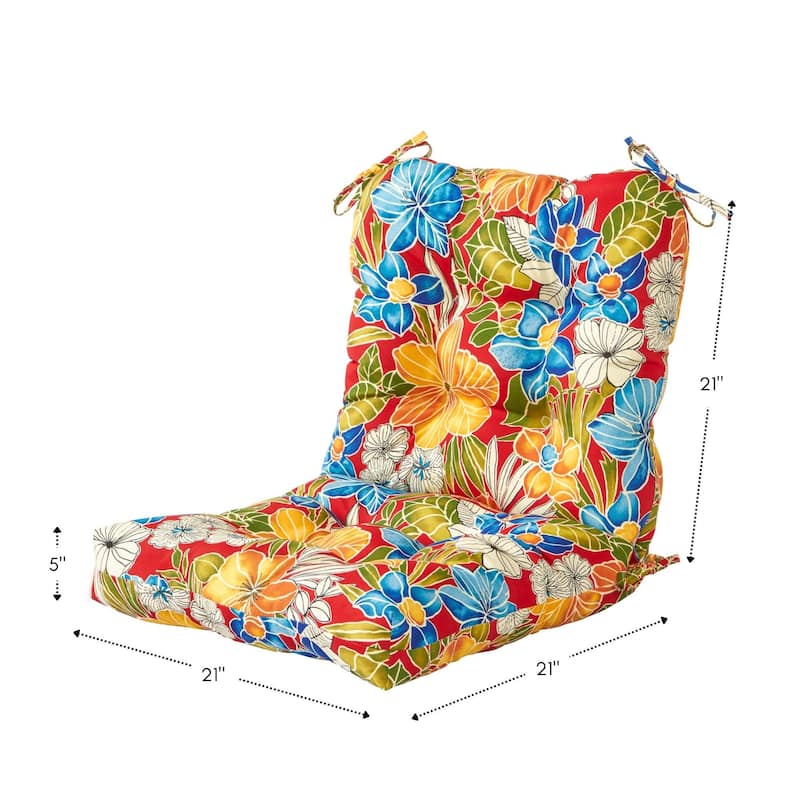 Aloha Floral 21 x 42-inch Outdoor Seat/Back Chair Cushion (Set of 2) (Cushions Only)