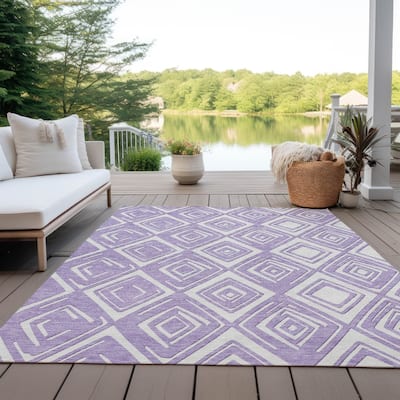 Machine Washable Indoor/ Outdoor Chantille Contemporary Diamonds Rug