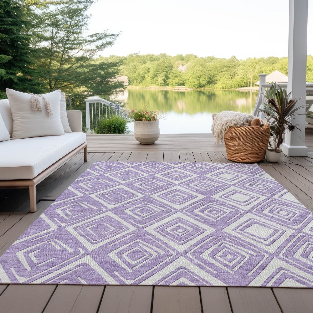Machine Washable Indoor/ Outdoor Chantille Contemporary Diamonds Rug