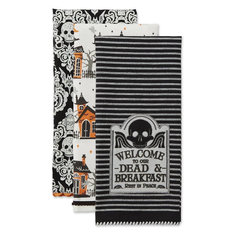 DII Halloween Embellished Dishtowels Set of 3