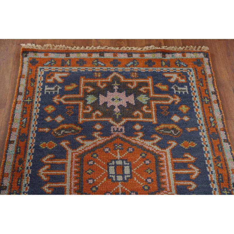 Blue Heriz Serapi Oriental Runner Rug Handmade Wool Carpet - 2'8" x 8'3"